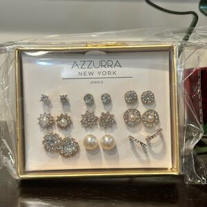 Azzurra New York Crystal Pearl Earrings - Set of 9